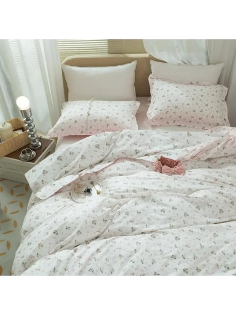 Floral Twin XL Comforter Set - Soft Vintage Pink & White Garden Bedding with 2